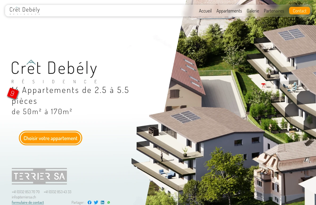 Capture d'écran d'un site web de présentation de bien immobilier
